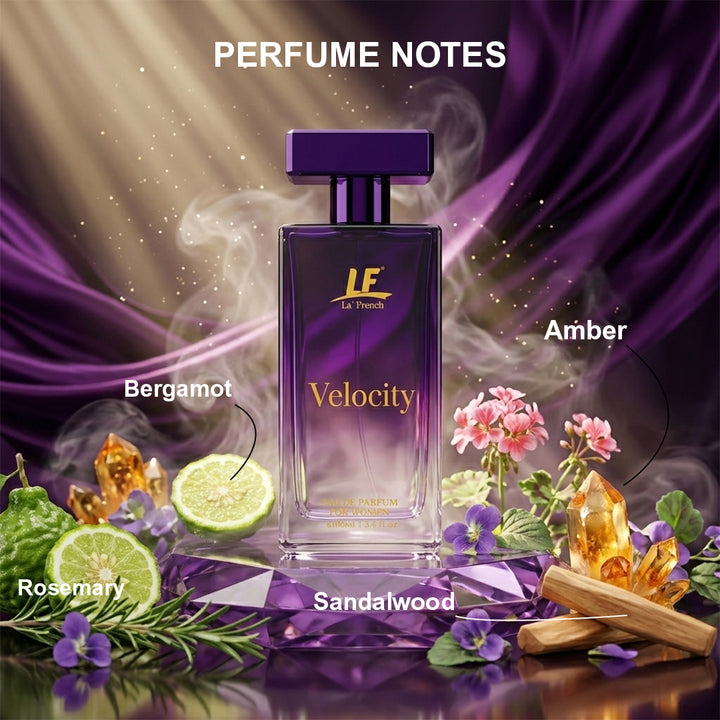 Velocity Perfume for Women 100ml – Long Lasting Eau De Parfum | Fresh Floral Bergamot Amber Sandalwood Fragrance