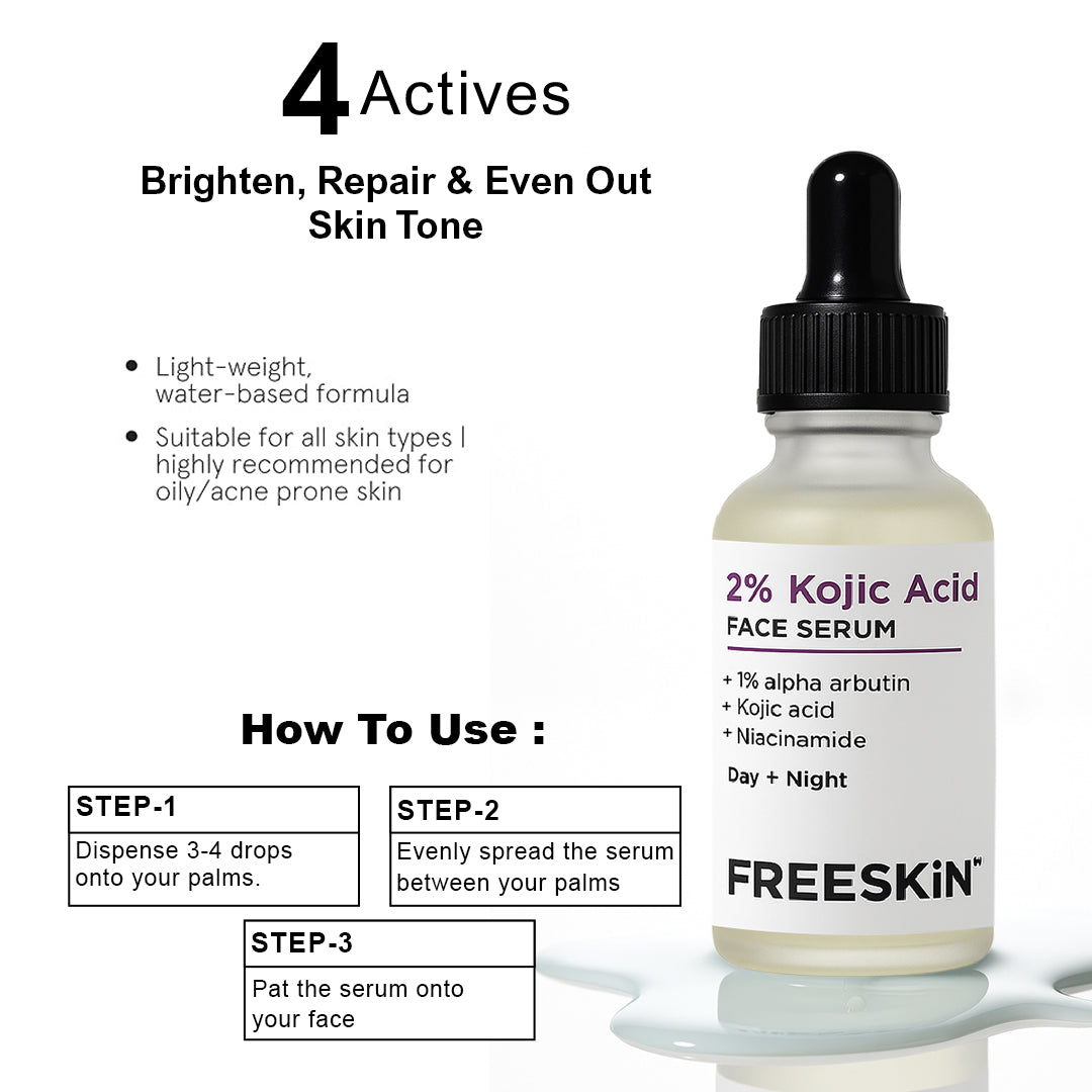 Kojic Acid Face Serum (30ml) | Brightening & Dark Spot Removal Serum with Alpha Arbutin & Niacinamide for Even Skin Tone