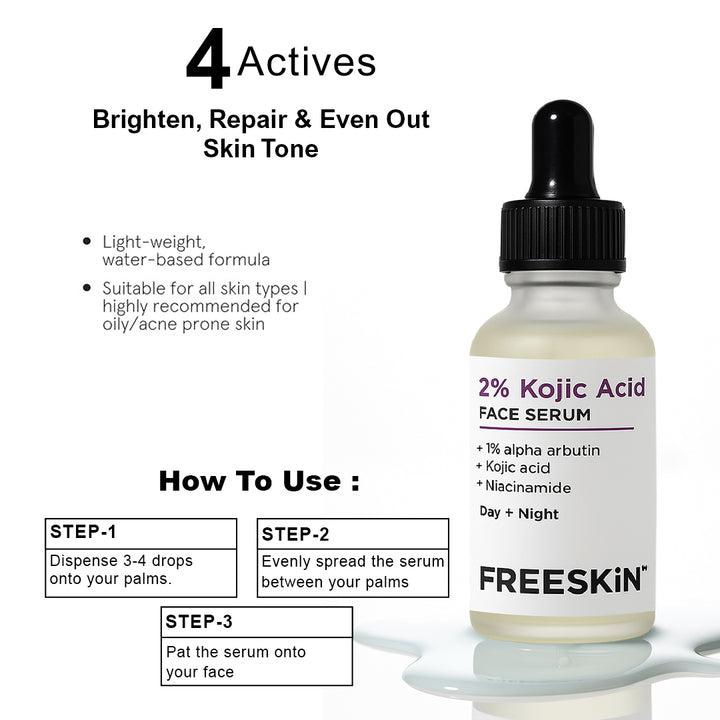 Kojic Acid Face Serum (30ml) | Brightening & Dark Spot Removal Serum with Alpha Arbutin & Niacinamide for Even Skin Tone