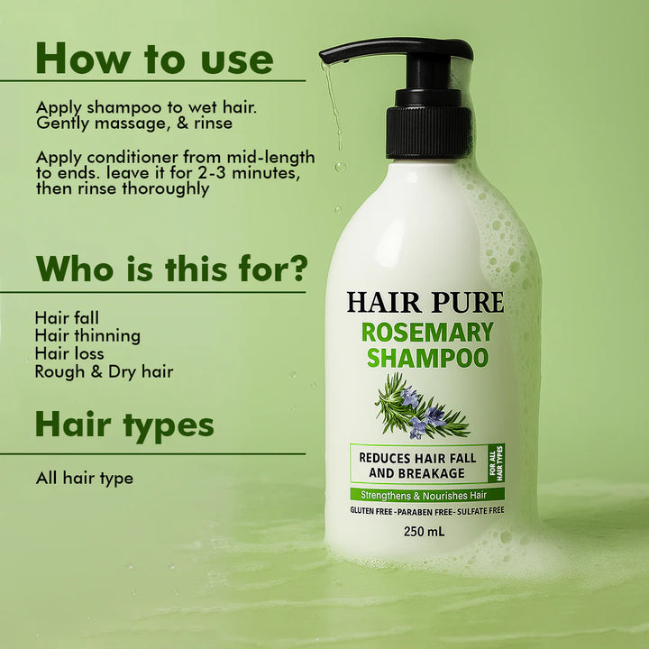 Anti-Hair Fall Shampoo (Hair Pure Rosemary) 250 ml with Rosemary Extract to Grow Thick and Stronger Hair