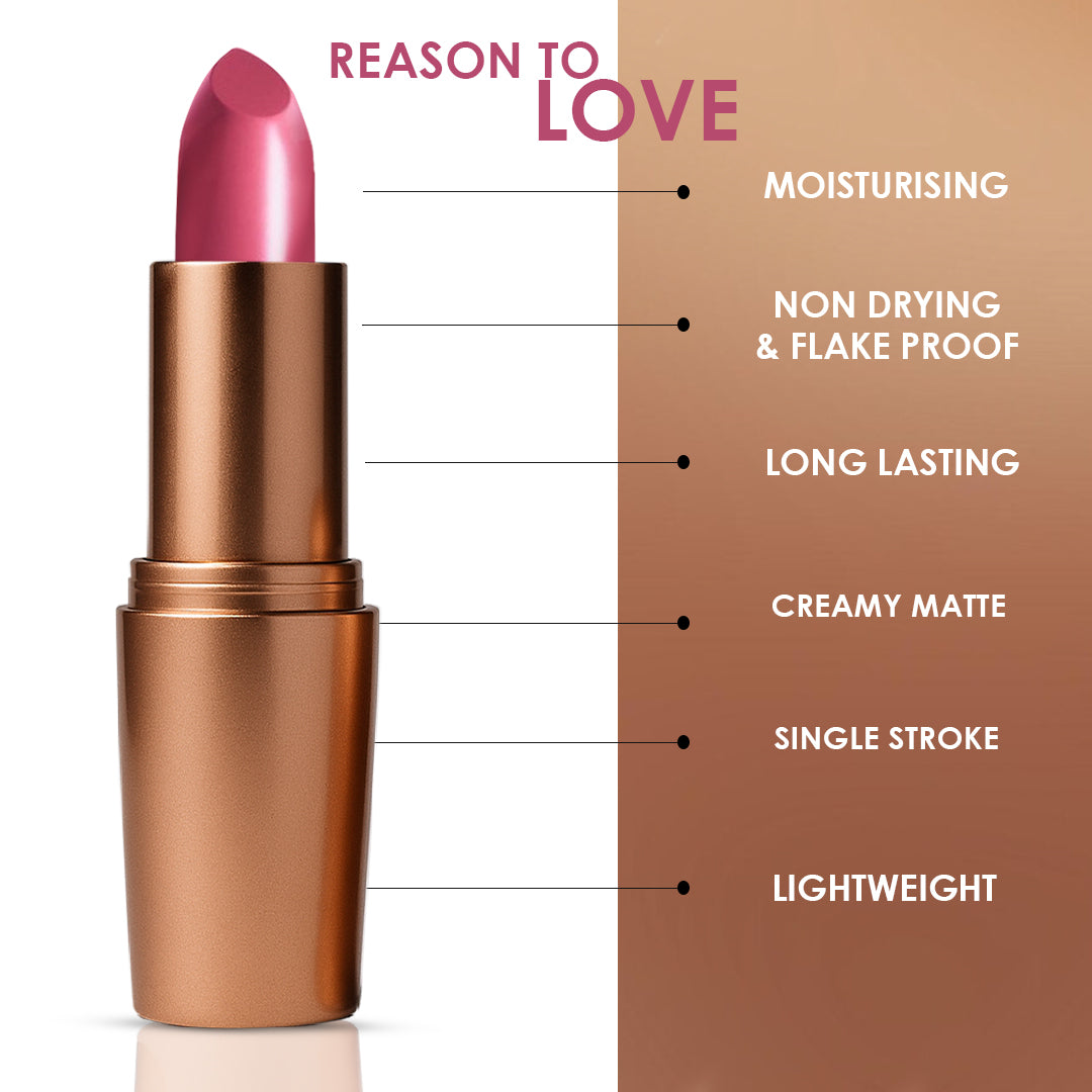 Creamy Matte Lipstick Cotton Candy Shade 15 – Long Lasting Matte Lipstick, Full Coverage, Highly Pigmented Lip Color for Women (3.8g)