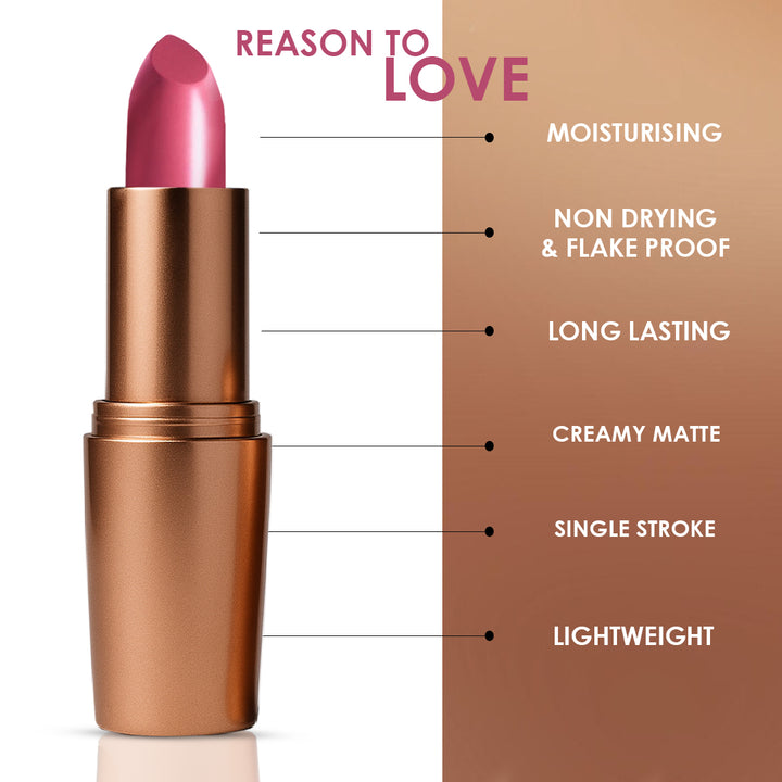 Creamy Matte Lipstick Cotton Candy Shade 15 – Long Lasting Matte Lipstick, Full Coverage, Highly Pigmented Lip Color for Women (3.8g)