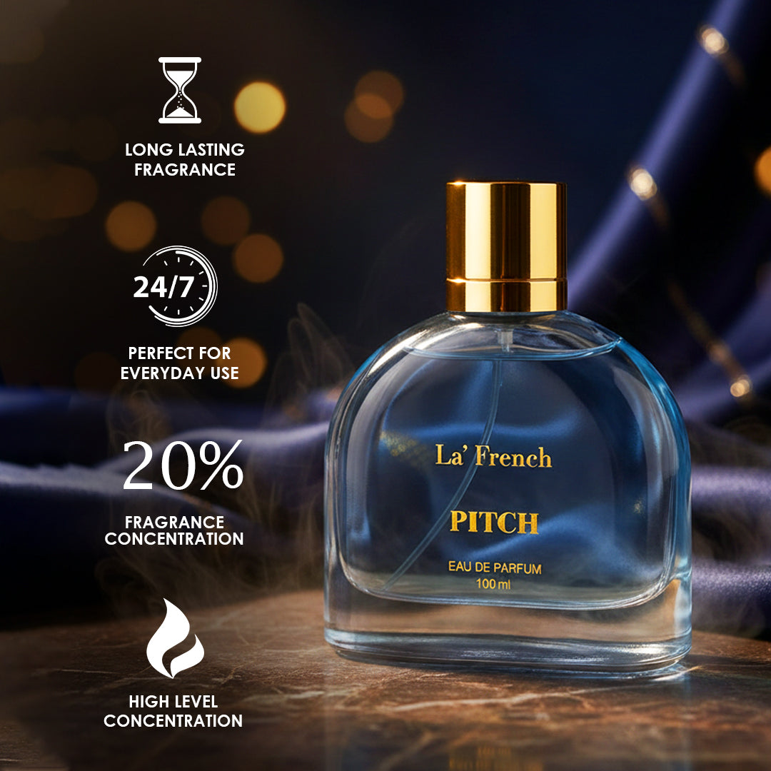 Pitch Unisex Perfume 100ml | Long-Lasting Premium Fragrance with Clary Sage, Lemon & Amber Notes | Refreshing, Elegant Scent for Office & Party