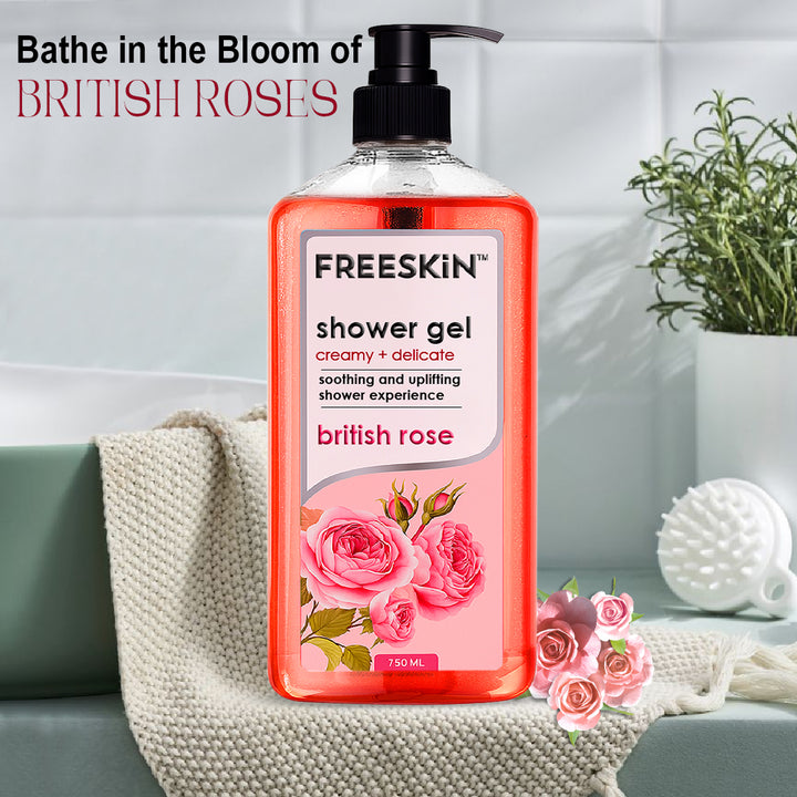 British Rose Shower Gel 750ml | Hydrating Floral Body Wash with Natural Rose Extracts | Gentle Cleanser for Soft, Smooth & Glowing Skin
