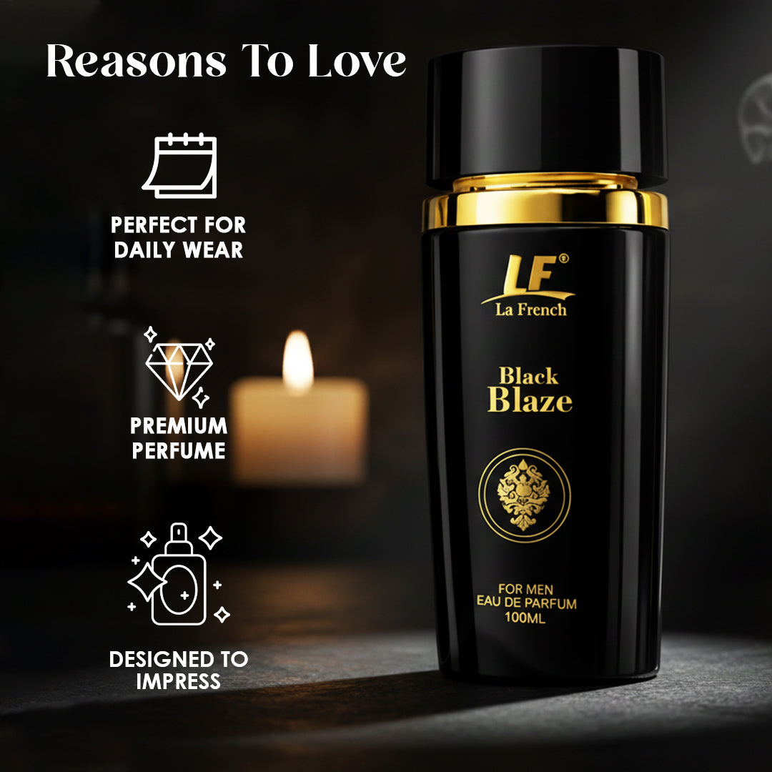 Black Blaze Premium Men's Perfume 100ml - Exquisite & Smokey Luxury Perfume - For Men Who Are Confident & Bold
