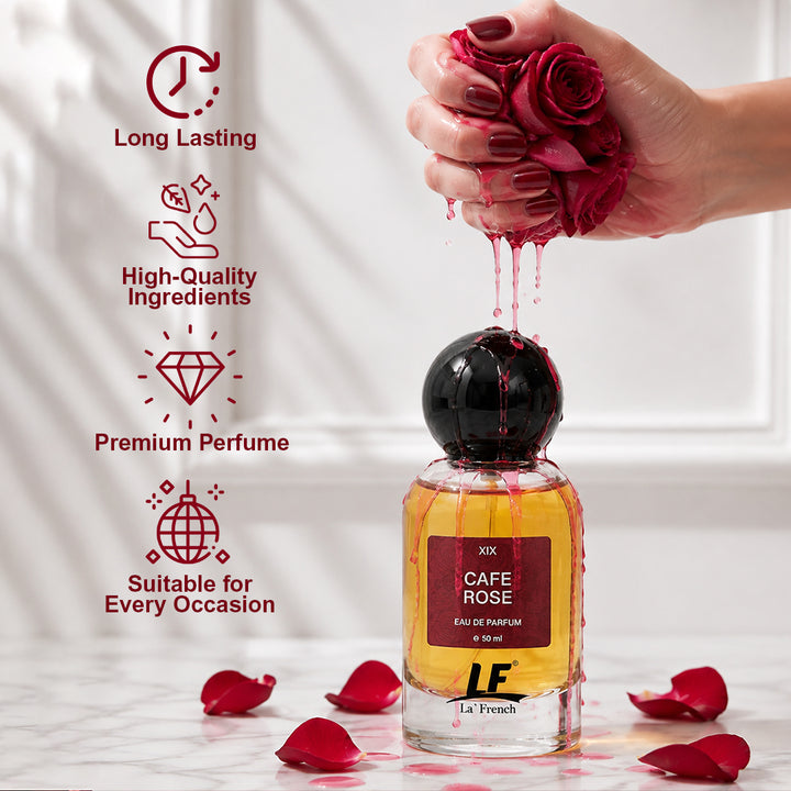 La French Cafe Rose Perfume 50ml for Unisex | Long Lasting Eau De Parfum | Fresh Floral Rose Fragrance | Premium Everyday Luxury Perfume