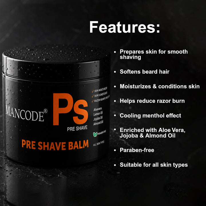 Pre-Shave Balm 100gm | Smooth Shaving Cream for Men | Prevents Razor Burn, Cuts & Irritation | Hydrating Pre Shave Skin Conditioner