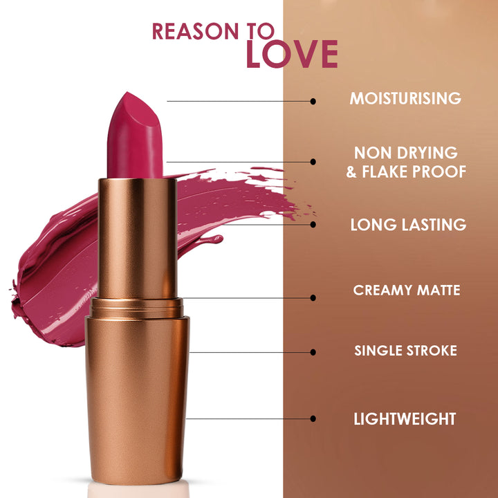 Creamy Matte Lipstick Pink Rules 3.8g (Shade 25) – Long-Lasting, Full Coverage Soft Pink Matte Lipstick