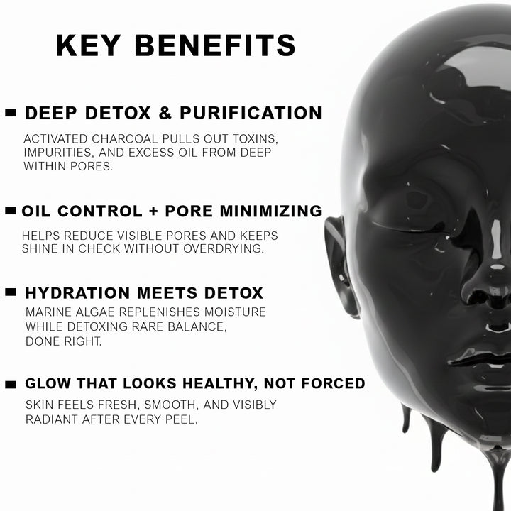 Charcoal Algae Peel Off Mask Powder + Gel (25g + 75ml) | Deep Detox Face Mask | Blackhead Removal, Oil Control & Pore Cleansing Treatment