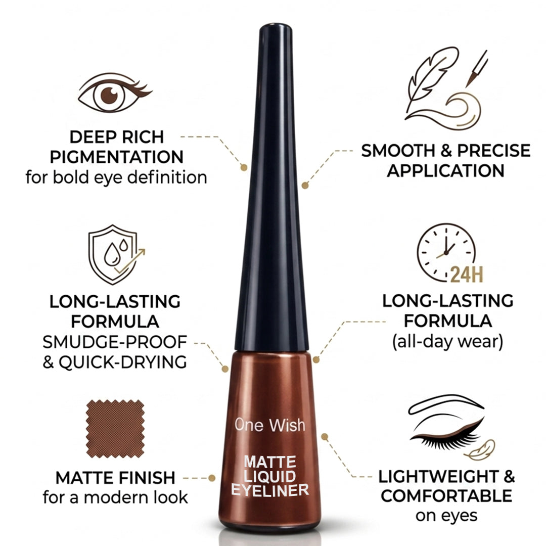 Matte Liquid Eyeliner 3.5ml – Matte Brown, Smudge-Proof & Long-Lasting