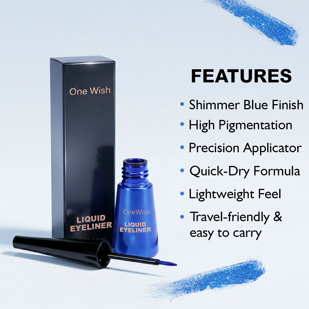 Liquid Eyeliner – Shimmer Blue | High Pigment, Quick-Dry & Precision Applicator