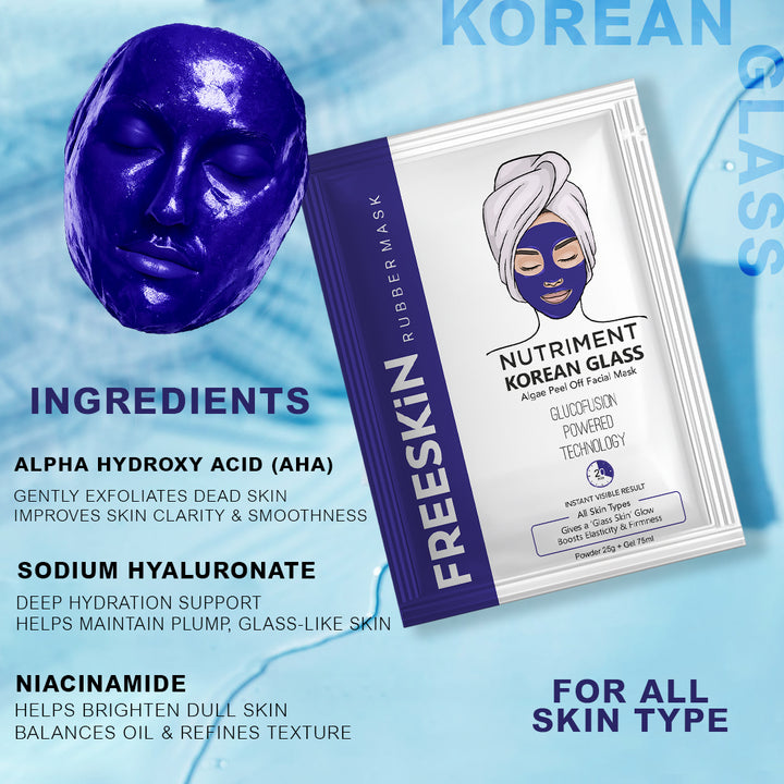 Korean Algae Peel Off Mask Powder + Gel | Glass Skin Glow Face Mask | Deep Hydration, Brightening & Skin Smoothing Rubber Mask