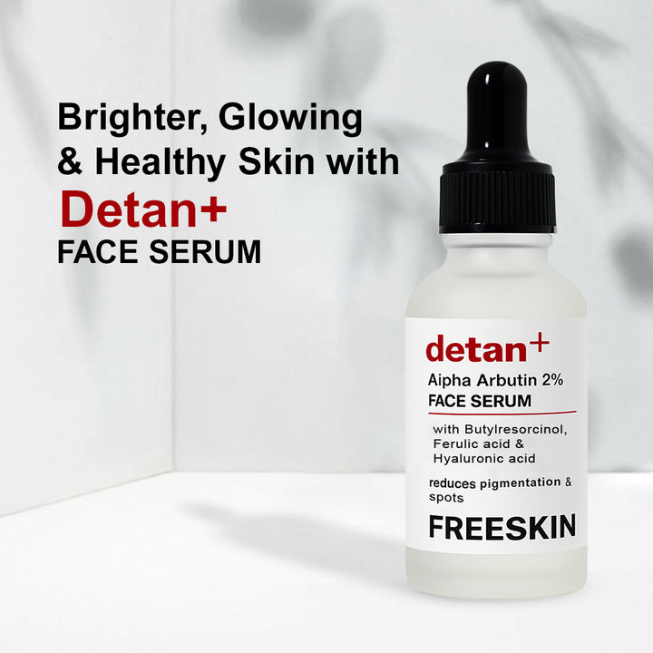 De-Tan Face Serum (30ml) | 2% Alpha Arbutin Brightening & Tan Removal Serum with Hyaluronic Acid for Even Skin Tone