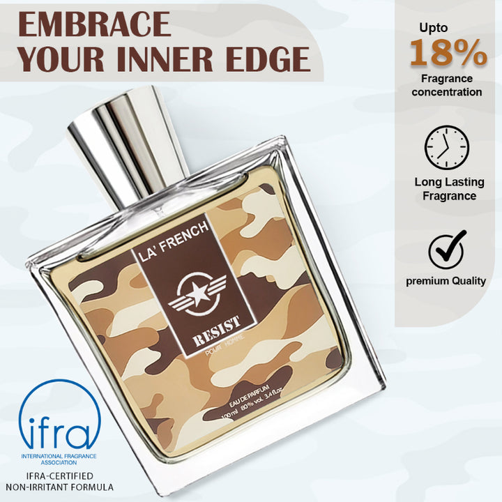 Resist Perfume for Men 100ml | Long Lasting Bold Woody Aromatic Fragrance | Premium Eau De Parfum for Men | Strong & Confident Scent