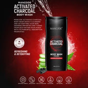 Activated Charcoal Body Wash 450ml | Deep Cleansing Shower Gel for Men | Oil Control & Detox Skin Cleanser | Sulfate-Free Refreshing Body Wash