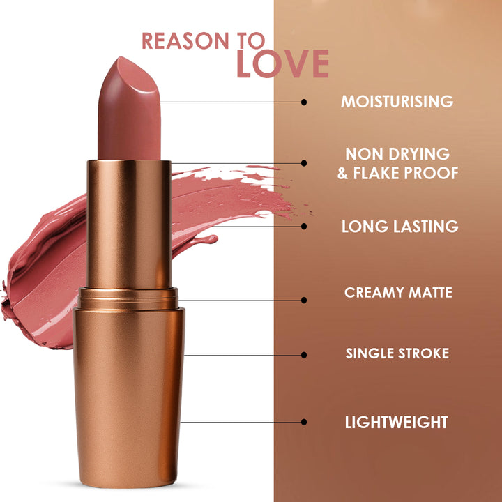Creamy Matte Lipstick Barely There Shade 12 – Long Lasting Matte Lipstick, Full Coverage, Highly Pigmented Nude Lip Color for Women (3.8g)