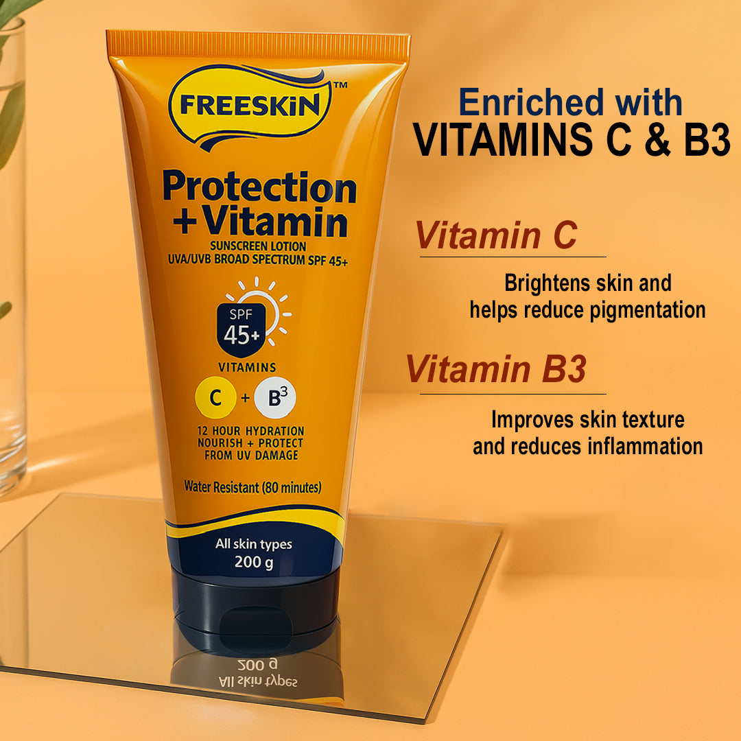 Sunscreen SPF 45+ PA+++ 200g | Broad Spectrum Sun Protection | Vitamin C & Niacinamide Brightening, Hydrating & Non-Greasy Sunscreen