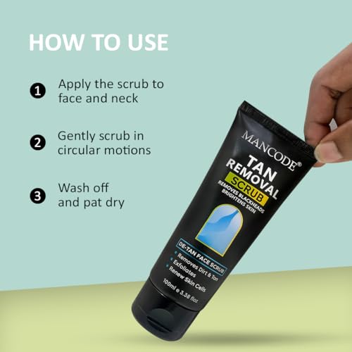 Tan Face Scrub 100ml | Tan Removal Scrub for Men | Exfoliating Face Scrub for Blackheads & Brightening | Deep Cleansing Formula