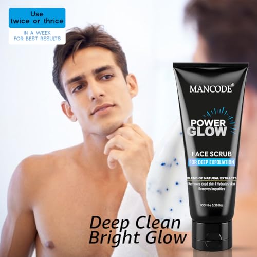 Power Glow Face Scrub 100ml | Brightening Face Scrub for Men | Removes Blackheads & Dead Skin | Smooth & Glowing Skin Formula