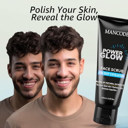 Power Glow Face Scrub 100ml | Brightening Face Scrub for Men | Removes Blackheads & Dead Skin | Smooth & Glowing Skin Formula