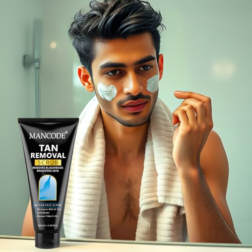 Tan Face Scrub 100ml | Tan Removal Scrub for Men | Exfoliating Face Scrub for Blackheads & Brightening | Deep Cleansing Formula