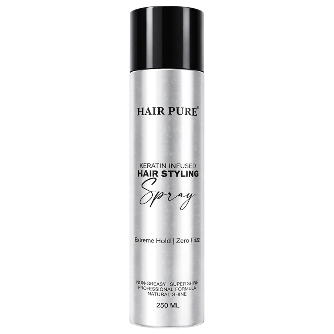 Keratin Infused Hair Styling Spray 250ml | Extreme Hold, Anti-Frizz & Natural Shine Finish | Non-Greasy Hair Styling Spray for All Hair Types – 250 ml