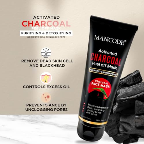 Activated Charcoal Peel Off Mask for Men 100ml | Deep Cleansing Blackhead Removal Mask | Unclogs Pores & Removes Impurities
