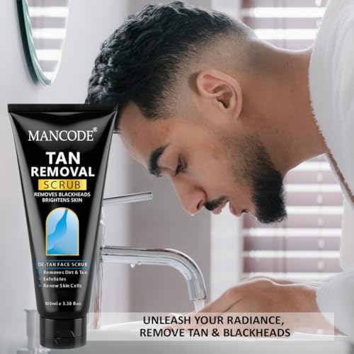 Tan Face Scrub 100ml | Tan Removal Scrub for Men | Exfoliating Face Scrub for Blackheads & Brightening | Deep Cleansing Formula