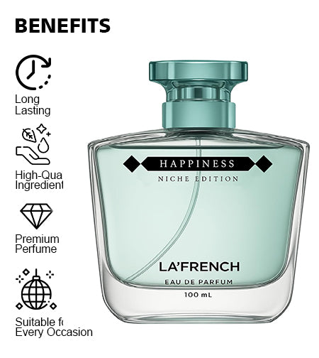 Happiness Perfume for Men & Women 100ml | Long Lasting Fresh Fruity Floral Fragrance | Premium Unisex Eau De Parfum | Uplifting & Joyful Scent promises