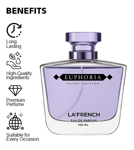 Euphoria Perfume for Men & Women 100ml | Long Lasting Sweet Floral Fruity Fragrance | Premium Unisex Eau De Parfum | Energetic & Addictive Scent promises