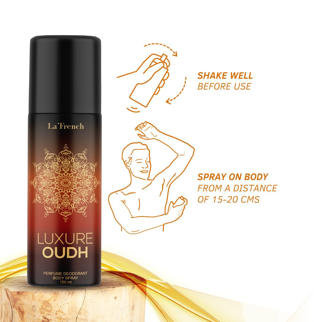 Luxure Oudh Perfume Deodorant Body Spray 150ml | Long Lasting Oud Fragrance | Premium Woody & Musky Deodorant for Men & Women