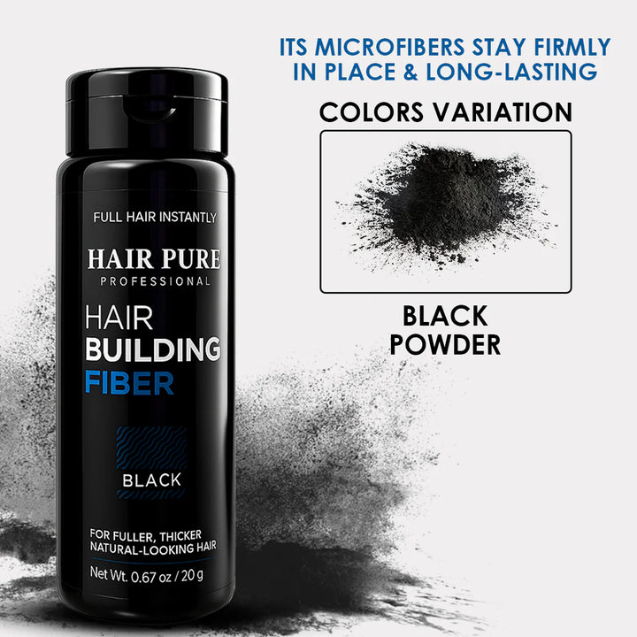 Hair Building Fiber Black 20g | Instant Hair Thickening Fibers for Fuller Hair, Bald Spot & Thinning Coverage