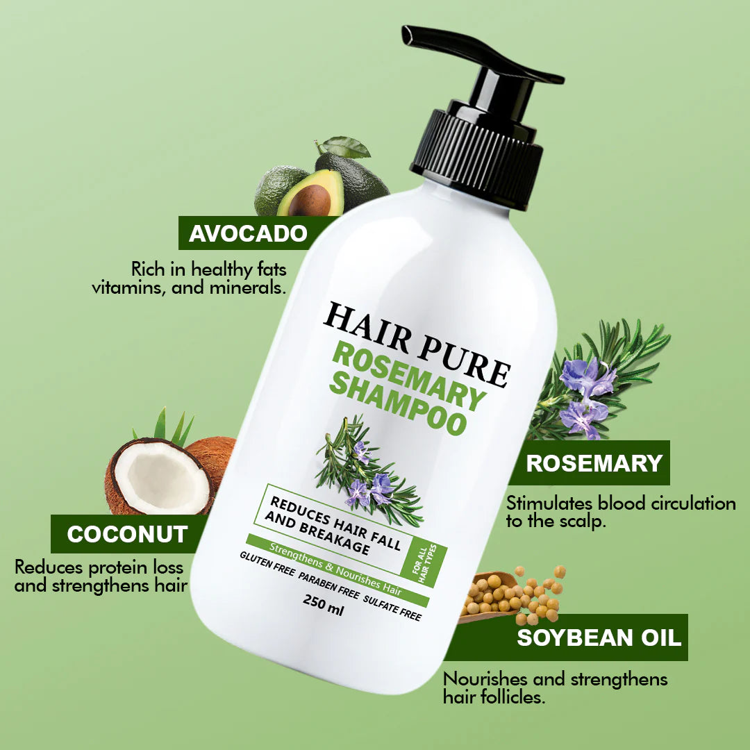 Anti-Hair Fall Shampoo (Hair Pure Rosemary) 250 ml with Rosemary Extract to Grow Thick and Stronger Hair