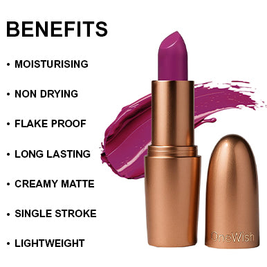 Creamy Matte Lipstick Plum Lush Shade 04 – Long Lasting Matte Lipstick, Full Coverage, Highly Pigmented Plum Lip Color for Women (3.8g) promises