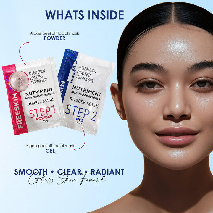 Korean Algae Peel Off Mask Powder + Gel | Glass Skin Glow Face Mask | Deep Hydration, Brightening & Skin Smoothing Rubber Mask