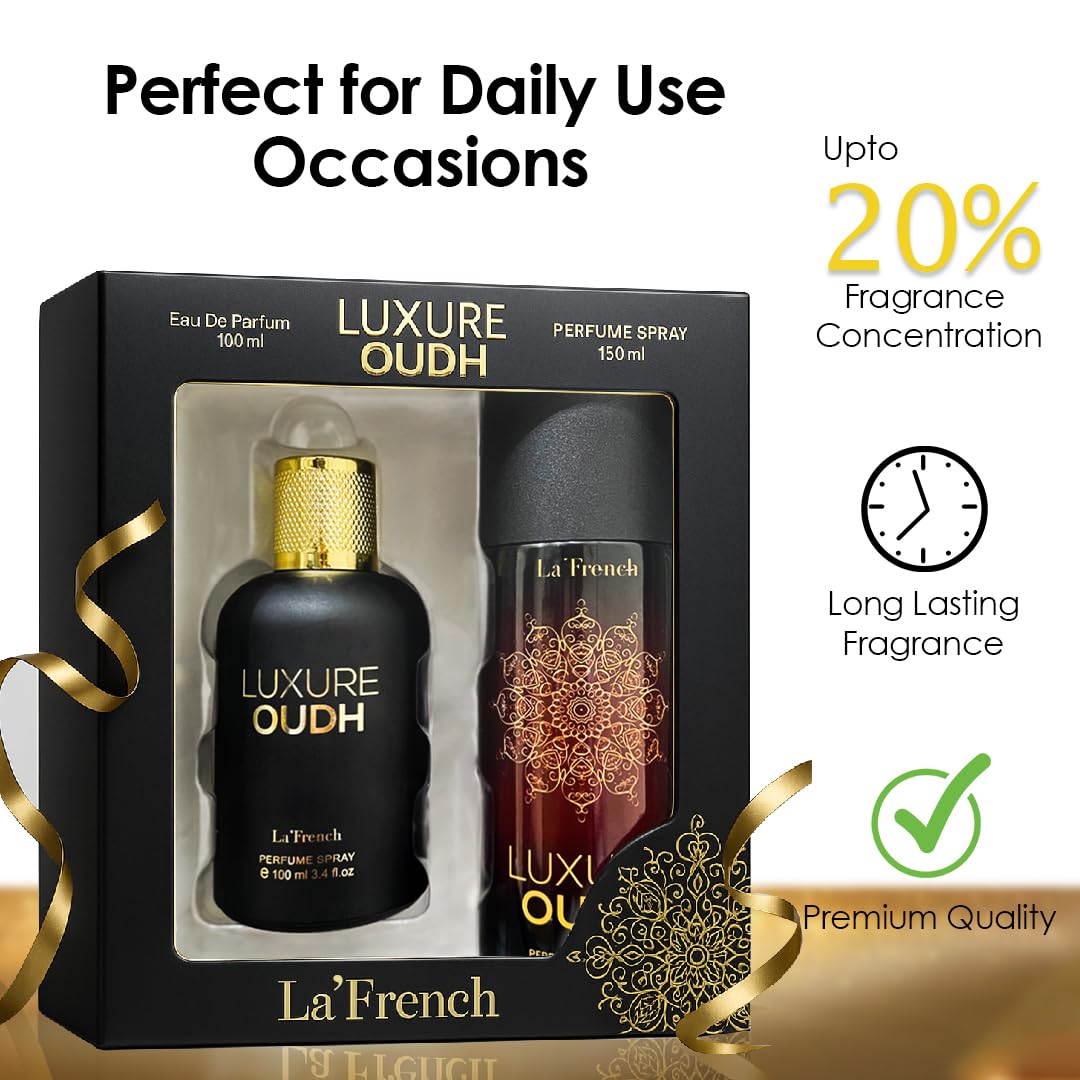 La French Luxure Oudh Perfume & Deodorant Gift Set (100ml + 150ml)