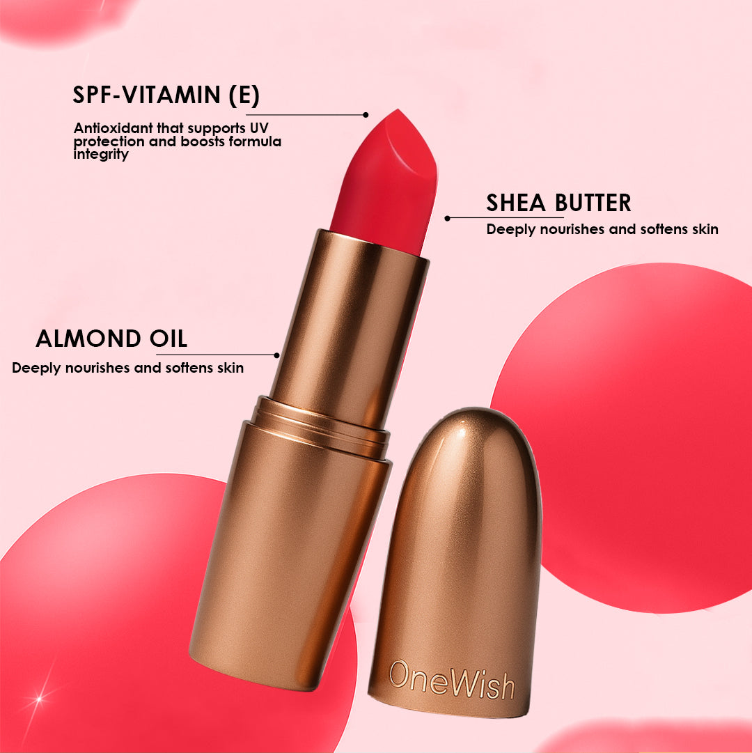 Creamy Matte Lipstick Baddie Red Shade 17 – Long Lasting Matte Lipstick, Full Coverage, Highly Pigmented Lip Color for Women (3.8g)