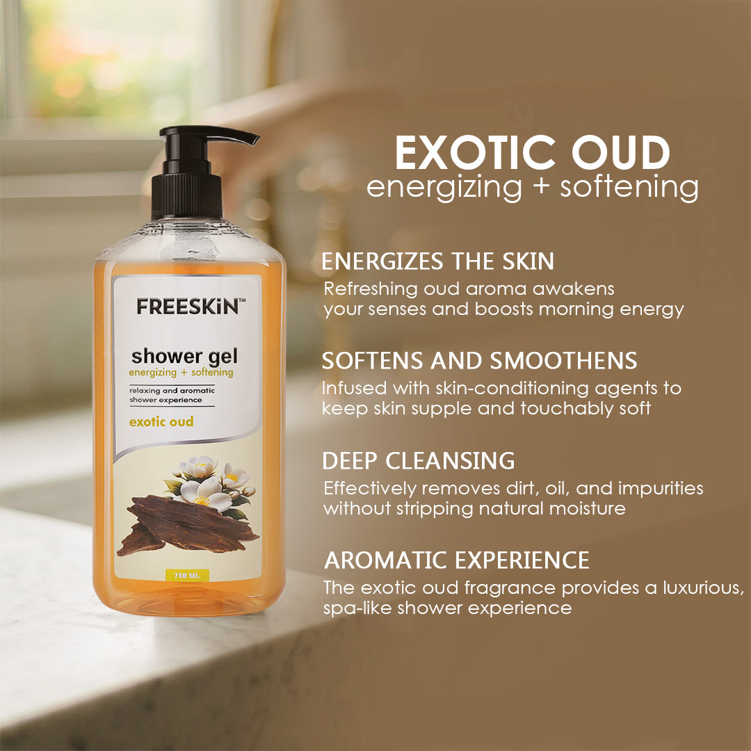 Exotic Oud Shower Gel 750ml | Luxury Oud Fragrance Body Wash | Deep Cleansing, Hydrating & Long-Lasting Freshness for Men & Women