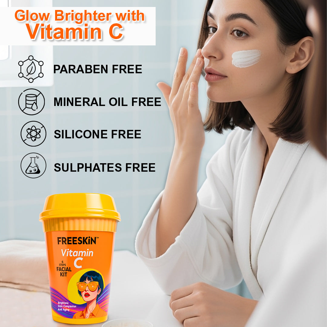 Vitamin C Facial Kit 60g | 6-Step Brightening Glow Facial Kit | Anti-Aging, Dark Spot & Skin Radiance Treatment for Even Skin Tone