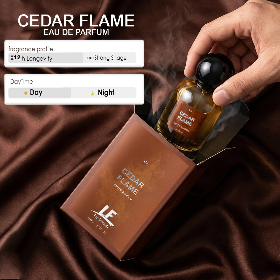 La French Cedar Flame Unisex Perfume 50ml | Long Lasting Premium Fragrance | Intense & Refreshing Scent | Eau de Parfum for Men & Women | Luxury Perfume for Daily Wear, Office, Parties