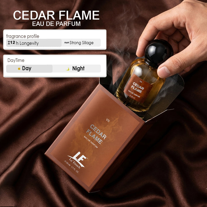 La French Cedar Flame Unisex Perfume 50ml | Long Lasting Premium Fragrance | Intense & Refreshing Scent | Eau de Parfum for Men & Women | Luxury Perfume for Daily Wear, Office, Parties