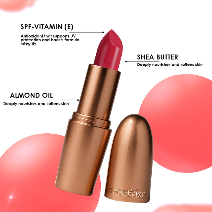 Creamy Matte Lipstick Cherry on Top Shade 08 – Long Lasting Matte Lipstick, Full Coverage, Highly Pigmented Cherry Red Lip Color for Women (3.8g)