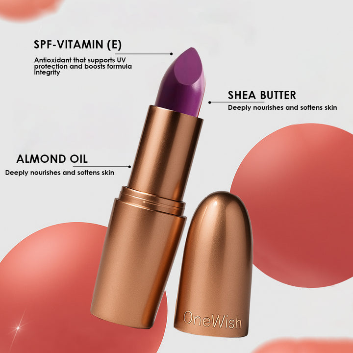 Creamy Matte Lipstick Purple AF Shade 22 – Long Lasting Matte Lipstick, Full Coverage, Highly Pigmented Lip Color for Women (3.8g)