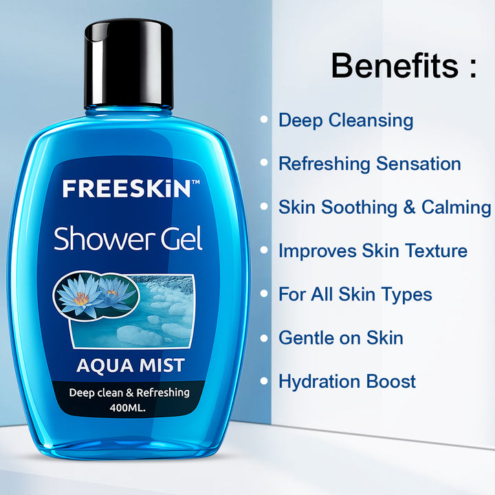 Aqua Mist Shower Gel 400ml | Mint Cooling Body Wash | Deep Cleansing, Refreshing & Hydrating Shower Gel for Fresh, Revitalized Skin