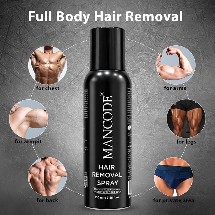 Hair Removal Spray for Men 100ml | Instant Hair Remover Spray | Painless Body Hair Removal for Men | Smooth & Hydrated Skin Formula