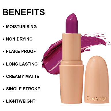 Creamy Matte Lipstick Plum Lush Shade 04 – Long Lasting Matte Lipstick, Full Coverage, Highly Pigmented Plum Lip Color for Women (3.8g)