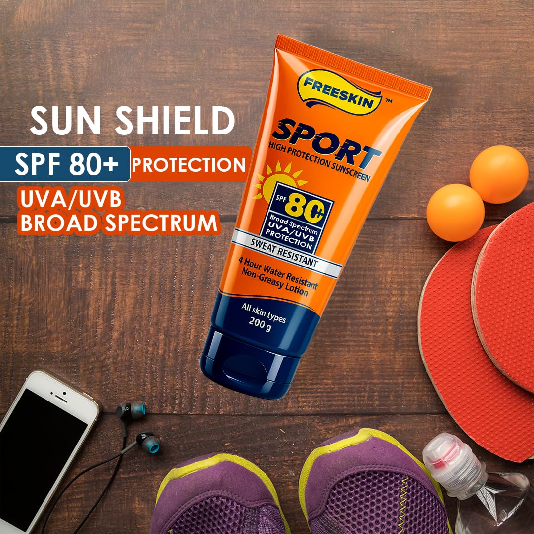 Sunscreen SPF 80+ PA+++ Sport 200g | High Protection Broad Spectrum Sunscreen | Vitamin C & Niacinamide Brightening, Hydrating & Non-Greasy Sunblock