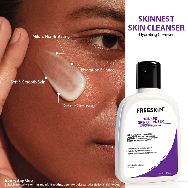 Skinnest Hydrating Cleanser 30ml | Ceramides & Hyaluronic Acid Face Cleanser | Barrier Repair Gentle Face Wash for Dry, Sensitive & Acne-Prone Skin