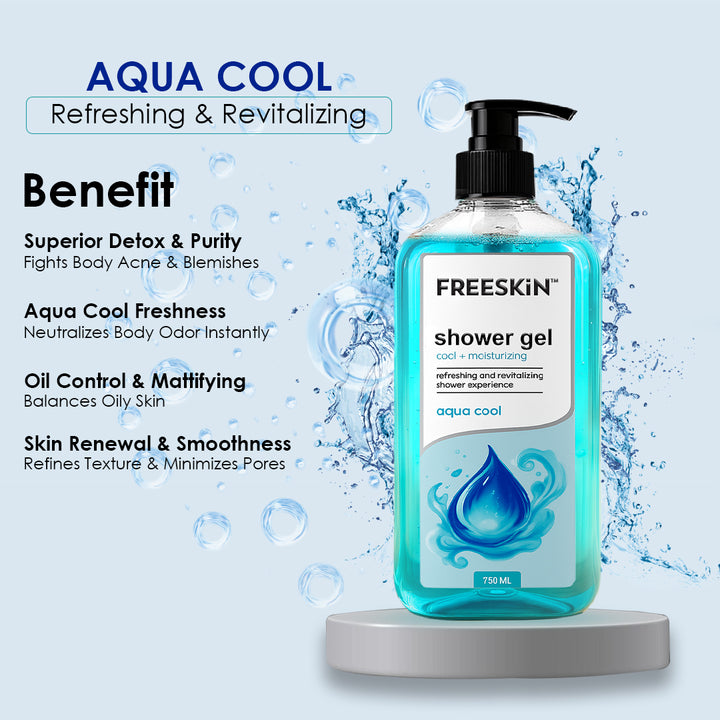 Aqua Cool Shower Gel 750ml | Refreshing Cooling Body Wash | Deep Cleansing, Hydrating & Long-Lasting Freshness for Men & Women