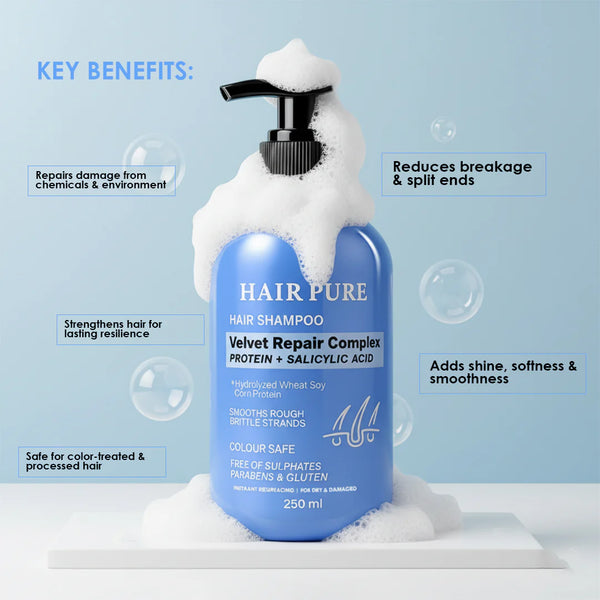 Velvet Repair Shampoo 250ml | Shampoo that Repairs Damaged Hair Containing Protein and Salicylic Acid
